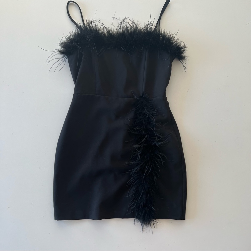 Camila Coelho Black feather dress